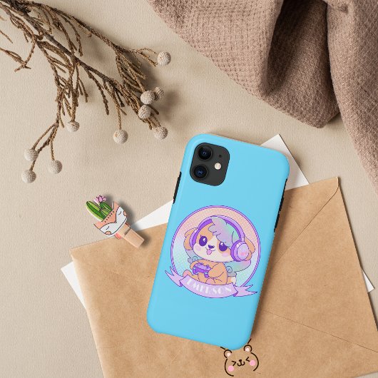 Schattige Gamer Girl Kawaii Dog With Wings in Baby Case-Mate iPhone Case