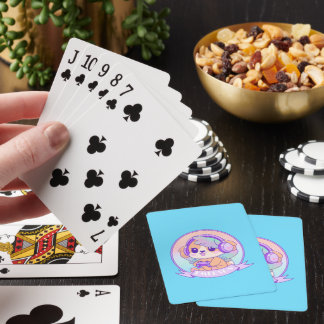 Schattige Gamer Girl Kawaii Dog With Wings in Baby Pokerkaarten