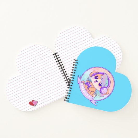 Schattige GamerGirl Kawaii Hond &Hoofdtelefoon Bab Notitieboek (Binnen)