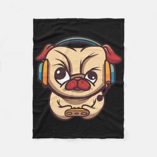 Schattige Gaming Hond Videogame PC Computer Videog Fleece Deken (Voorkant)
