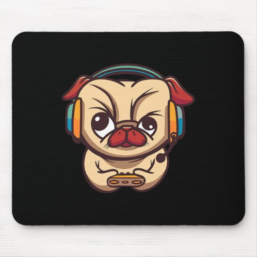 Schattige Gaming Hond Videogame PC Computer Videog Muismat (Voorkant)