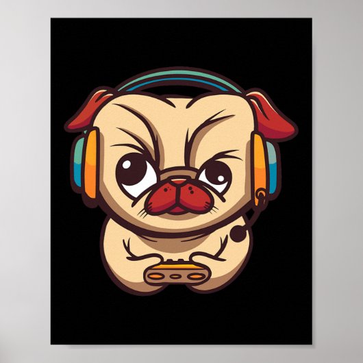 Schattige Gaming Hond Videogame PC Computer Videog Poster (Voorkant)