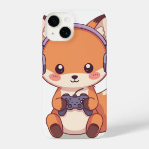 Schattige Gaming Vos Sticker, Kawaii Gamer Dier, V iPhone 14 Hoesje