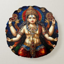 Schattige Ganesh Blauwe Olifant God Rond Kussen Ku