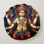 Schattige Ganesh Blauwe Olifant God Rond Kussen Ku (Achterkant)