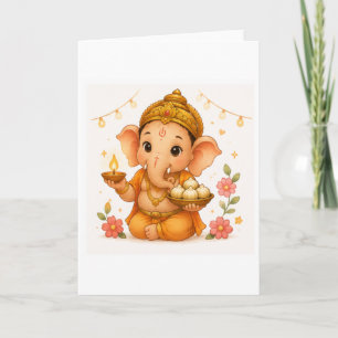 Schattige Ganesha Diya Modak Ganesh Chaturthi Kaart