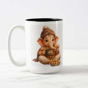 Schattige Ganesha Ganesh Chaturthi-festival Tweekleurige Koffiemok