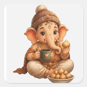 Schattige Ganesha Ganesh Chaturthi-festival Vierkante Sticker