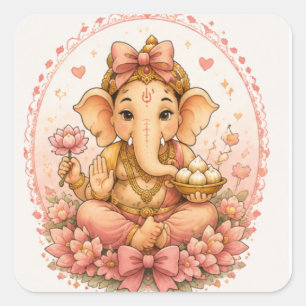 Schattige Ganesha Ganesh Chaturthi-festival Vierkante Sticker