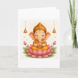 Schattige Ganesha-meditatie Lotus Ganesh Chaturthi Kaart