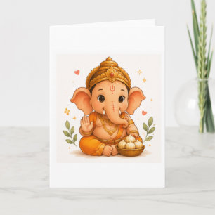 Schattige Ganesha met Modak Ganesh Chaturthi Kaart