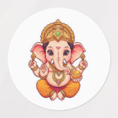 Schattige Ganpati Bappa – Chibi Style Ganesha met Labels (Design 2)
