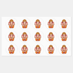 Schattige Ganpati Bappa – Chibi Style Ganesha met Labels