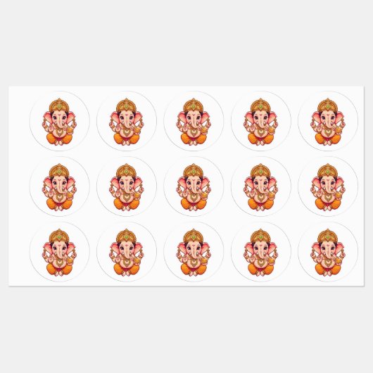 Schattige Ganpati Bappa – Chibi Style Ganesha met Labels (Vel)