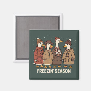 Schattige Gans Bevriezingsseizoen Winter Cozy Herf Magneet