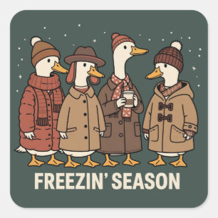 Schattige Gans Bevriezingsseizoen Winter Gezellig  Vierkante Sticker