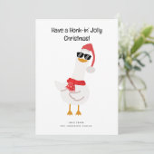 Schattige gans in kerstmuts Funny kerstkaart (Staand voorkant)