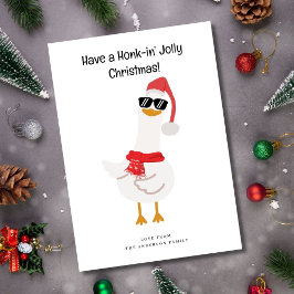 Schattige gans in kerstmuts Funny kerstkaart