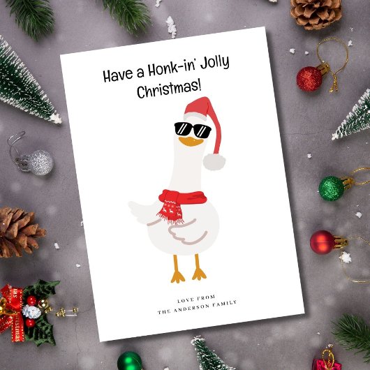 Schattige gans in kerstmuts Funny kerstkaart