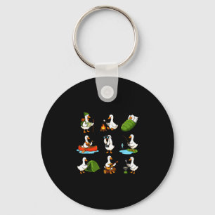 Schattige gans kamperen outdoor avontuurlijke acti sleutelhanger