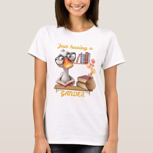 Schattige ganzenontwerp, nerdy, geeky goose t-shirt (Voorkant)