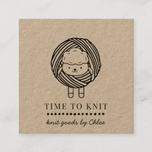 Schattige garen handgemaakte gebreide goederenkraf vierkante visitekaartje