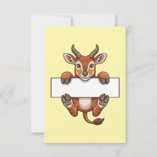 Schattige gazelle met blanco bord cartoon bedankkaart