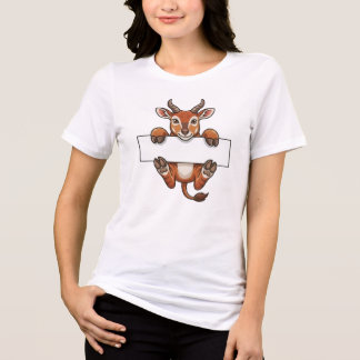 Schattige gazelle met blanco bord cartoon Tri-Blend shirt