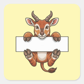 Schattige gazelle met blanco bord cartoon vierkante sticker