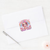 Schattige geanimeerd baby meisje vierkante sticker (Envelop)