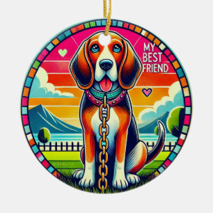 Schattige Geanimeerde Hond Keramisch Ornament