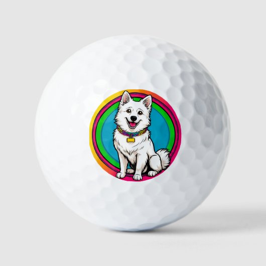 Schattige Geanimeerde Hond met Halsband Golfballen (Voorkant)