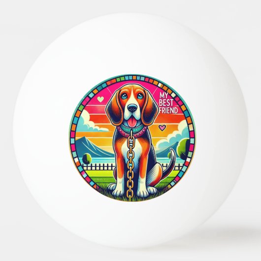 Schattige Geanimeerde Hond Pingpongbal (Voorkant)