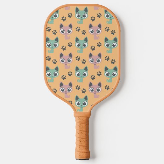 Schattige geanimeerde keuken- en patroonkatten kok pickleball paddle (Voorkant)