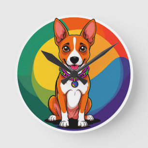 Schattige Geanimeerde Puppy met Halsband Ronde Klok