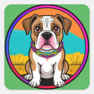 Schattige Geanimeerde Puppy met Halsband Vierkante Sticker