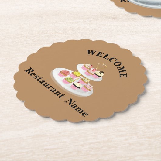 Schattige gebak bakkerij winkel welkom cupcake Naa Kartonnen Onderzetters (Gekanteld)