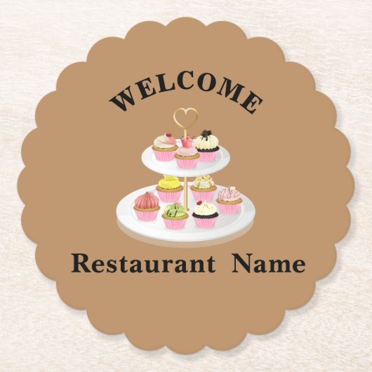 Schattige gebak bakkerij winkel welkom cupcake Naa Kartonnen Onderzetters (Voorkant)