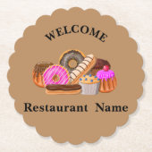 Schattige gebak bakkerij winkel welkom Donut geper Kartonnen Onderzetters (Voorkant)