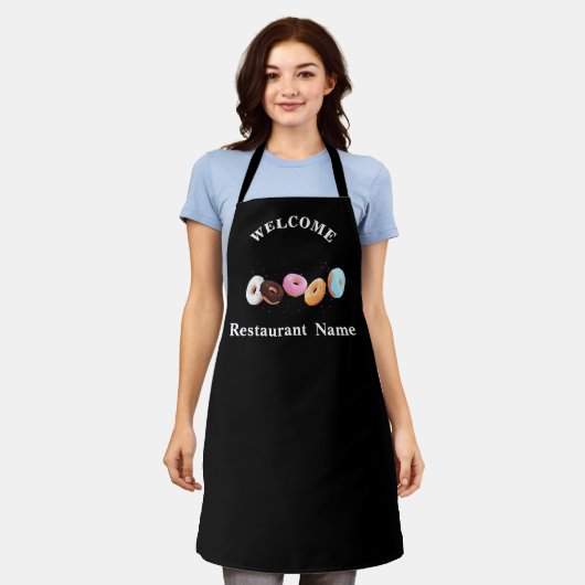 Schattige gebak bakkerij winkel welkom Donut geper Schort (Gedragen)
