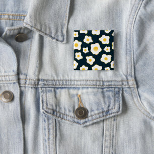 Schattige gebakken eieren bloempatroon vierkante button 5,1 cm