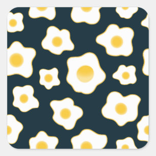 Schattige gebakken eieren bloempatroon vierkante sticker