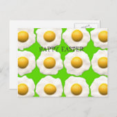 Schattige Gebakken eieren op limoengroene achtergr Feestdagenkaart (Voorkant / Achterkant)