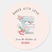 Schattige 'gebakken met liefde' bakkers  ronde sticker (Voorkant)