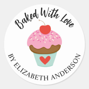 Schattige gebakken met liefde Valentijn cupcake St Ronde Sticker