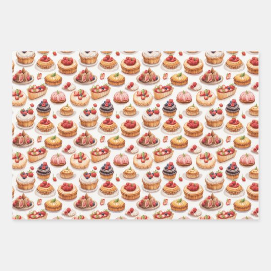 Schattige gebakken snoep bessen betegeld patroon inpakpapier vel (Voorkant 2)