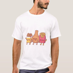 Schattige gebakken voedsel trio uienringen gefritu t-shirt