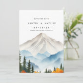Schattige gebergte save the date (Staand voorkant)