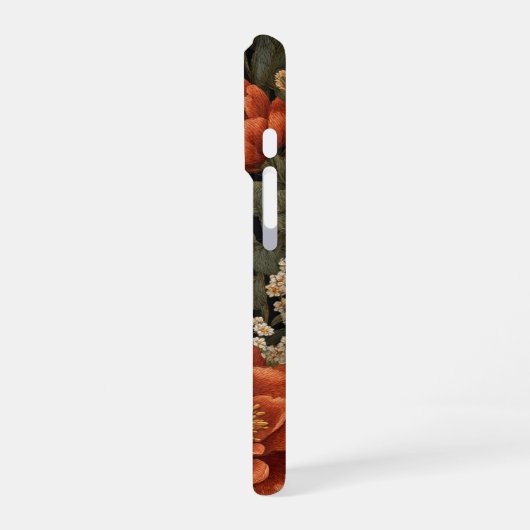 Schattige geborduurde look Fox & Flowers iPhone Hoesje (Linkerkant)