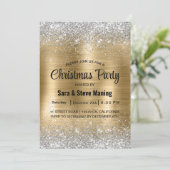 Schattige geborsteld goud faux zilver glitter kers kaart (Staand voorkant)